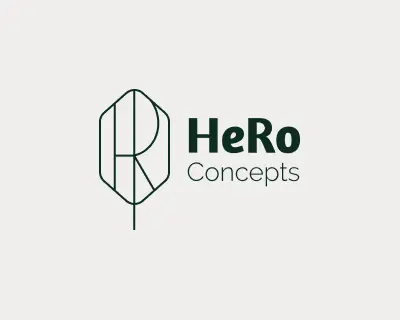 HeRo Concepts Logo auf grauem Hintergrund