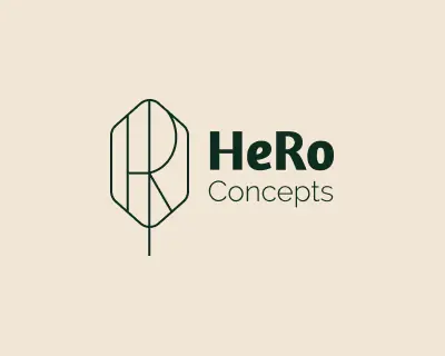 HeRo Concepts Logo auf beigem Hintergrund