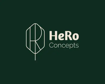 HeRo Concepts Logo auf dunkelgrünem Hintergrund